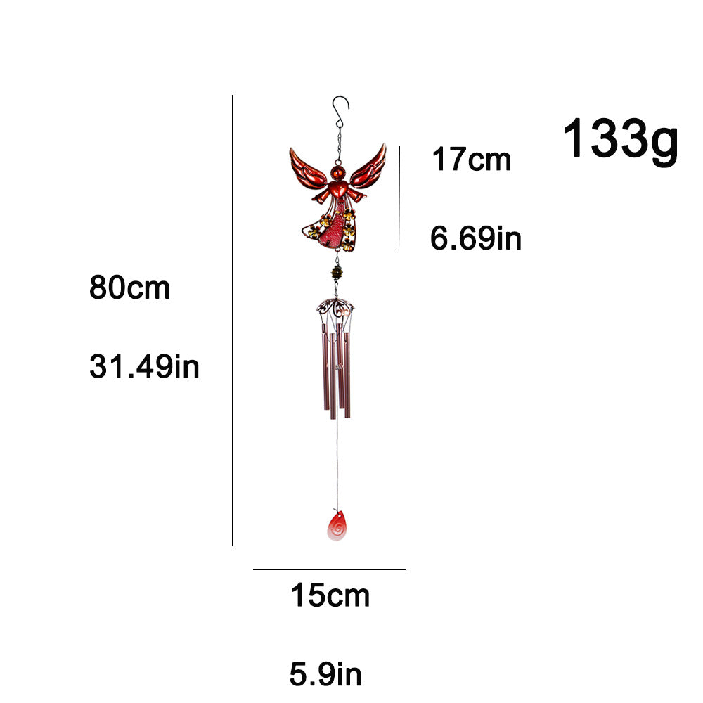 Wholesale Angel Wrought Iron Metal Glass Painted Wind Chime